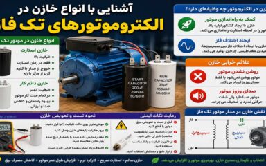 آشنایی با انواع خازن در الکتروموتورهای تک فاز