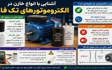 آشنایی با انواع خازن در الکتروموتورهای تک فاز
